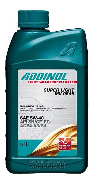 Купить ADDINOL 4014766072719 Моторное масло Addinol Super Light 0540 5W-40 1л