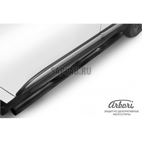 Купить ARBORI AFZDAMOUT1505B Защита штатных порогов Arbori d76 с проступями черная MITSUBISHI Outlander 2015-