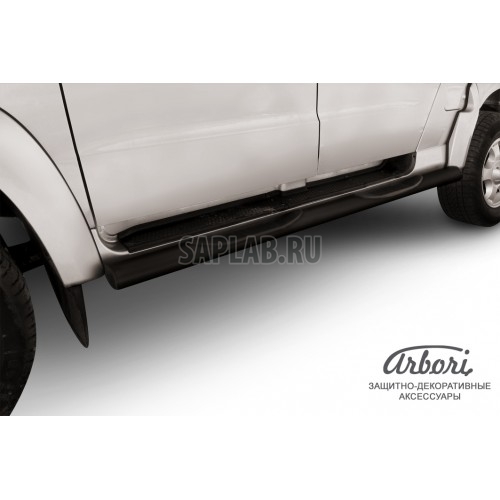Купить ARBORI AFZDAUPPIC05B Защита штатных порогов Arbori d76 с проступями черная UAZ PATRIOT Picap 2007-2015