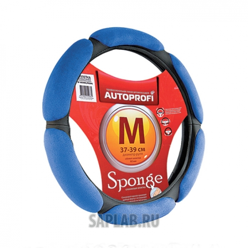 Купить AUTOPROFI SP5026BKBLM Оплётка руля замша (6 подушечек) (черный/синий) (М)