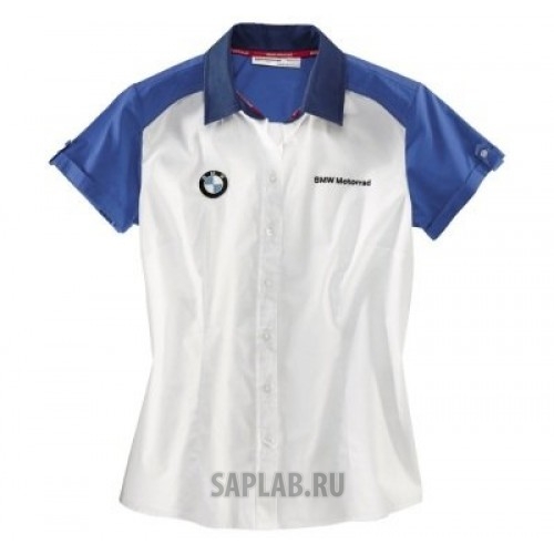 Купить BMW 76618547508 Женская рубашка с коротким рукавом BMW Motorrad Logo Short-Sleeved Shirt, Ladies, White/Blue