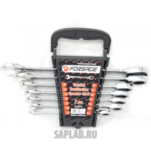 Купить Forsage 51072 Набор ключей комбинированных трещоточных 7пр. (8,10,12,13,14,17,19мм)в пластиковом держателе