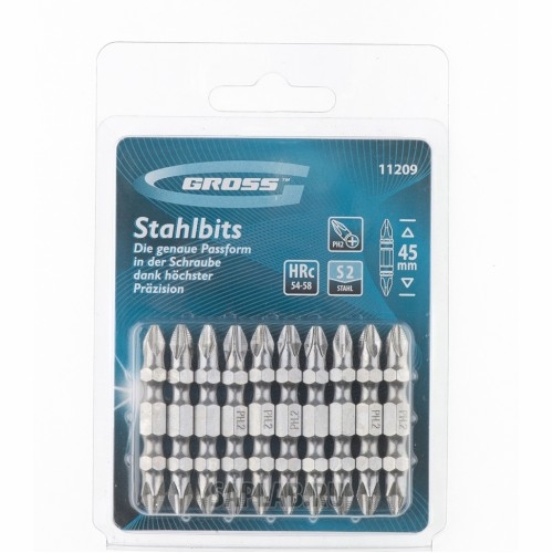 Купить GROSS 11209 Набор бит двухстор., Ph2-Ph2х45мм, сталь S2, 10шт //GROSS