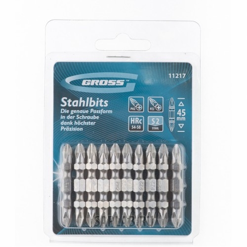 Купить GROSS 11217 Набор бит двухстор., Ph2-Pz2х45мм, сталь S2, 10шт //GROSS