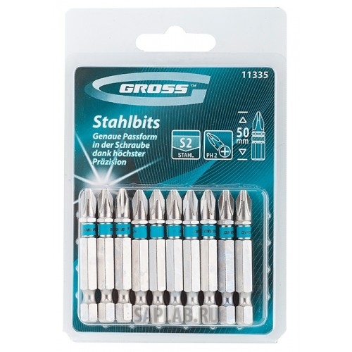 Купить GROSS 11335 Набор бит PH2х50, сталь S2, 10шт //GROSS