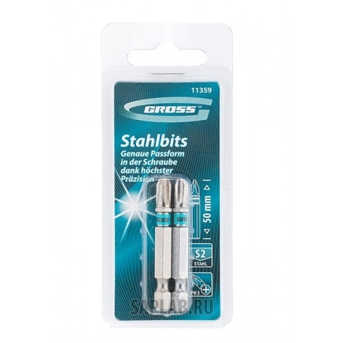 Купить GROSS 11359 Набор бит PH3х50, сталь S2, 2шт //GROSS