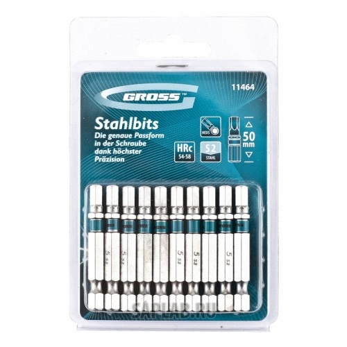Купить GROSS 11464 Набор бит HEX 5х50, сталь S2, 10 шт //GROSS