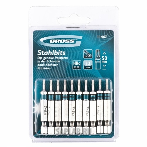 Купить GROSS 11467 Набор бит TORX 8х50, сталь S2, 10 шт //GROSS