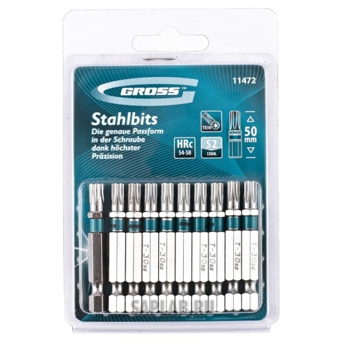 Купить GROSS 11472 Набор бит TORX 30х50, сталь S2, 10 шт //GROSS