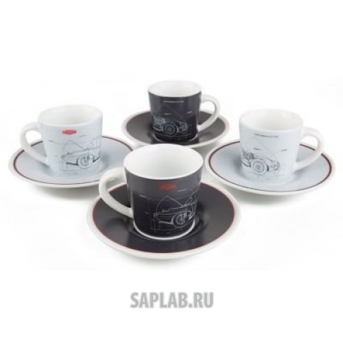 Купить Jaguar JDGF712WTA Набор из четырех чашек для эспрессо с блюдцами Jaguar Heritage E-Type Espresso, Set of 4