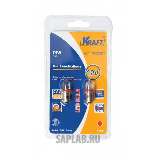 Купить KRAFT KT700067 Светодиодная лампа T4W (BA9s) 12v Red (2 шт.Блистер)