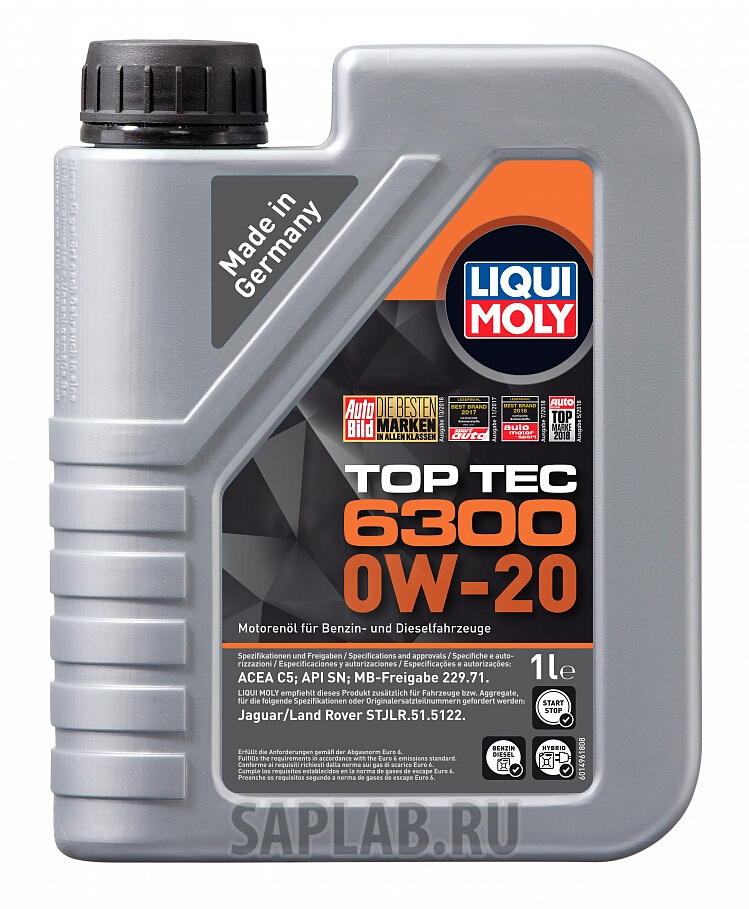 Купить LIQUI MOLY 21216 Масло моторное Liqui moly Top Tec 6300 0W-20 1л
