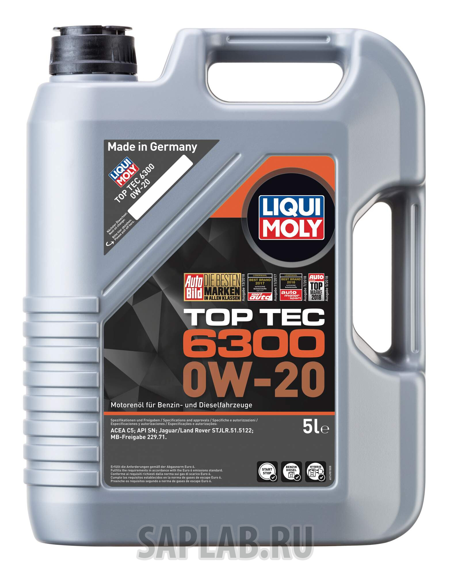 Купить LIQUI MOLY 21217 Масло моторное LIQUI MOLY  Top Tec 6300 0W-20 21217 5л