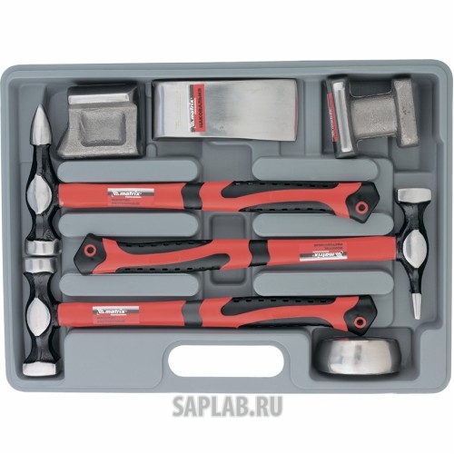 Купить MATRIX 10845 Набор рихтовочный, 3 молотка с фибергласовыми ручками, 4 наковальни, в пласт. боксе// MATRIX