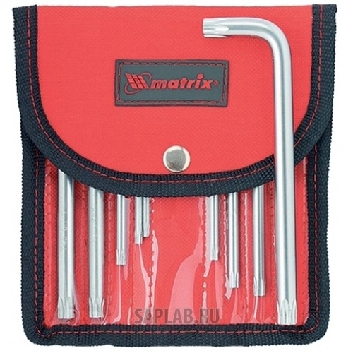 Купить MATRIX 12312 Набор ключей имбусовых TORX-TORX Tamper,9 шт: T10-T50, CrV, короткие, сатин., чехол// MATRIX