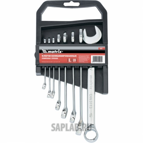 Купить MATRIX 15422 Набор ключей комбинированных, 6 - 19 мм, 8 шт., CrV, полированный хром// MATRIX