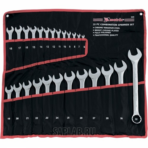 Купить MATRIX 15425 Набор ключей комбинированных, 6 - 32 мм, 25шт., CrV, полированный хром// MATRIX