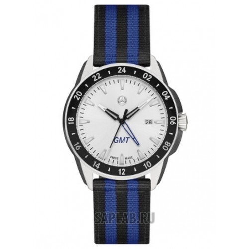 Купить MERCEDES B66953057 Мужские наручные часы Mercedes-Benz Men's watch, Sportive Young GMT, silver / black / blue, артикул B66953057