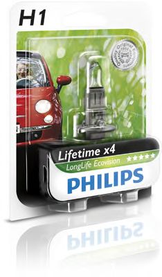 Купить PHILIPS 12258LLECOB1 Лампа для автомобильных фар LongLife EcoVision H1/12 В/55 Вт