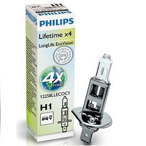 Купить PHILIPS 12258LLECOC1 Лампа для автомобильных фар LongLife EcoVision H1/12 В/55 Вт