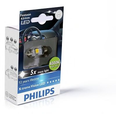 Купить PHILIPS 129454000KX1 Светодиодные лампы для салона X-tremeVision LED Фестон C5W, 43 мм/Яркий белый, 4000 К/