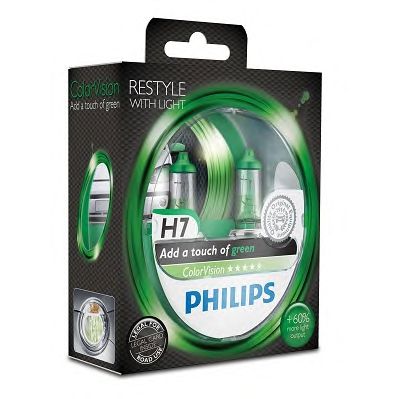 Купить PHILIPS 12972CVPGS2 Лампа для автомобильных фар, зеленый ColorVision H7/12 В/55 Вт