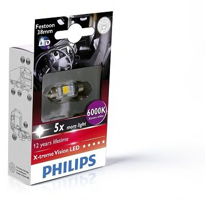 Купить PHILIPS 249446000KX1 PHILIPS X-tremeVision LED C5W, Festoon 38 мм, дневной свет 6000K 24V 1W, 1 шт., 249446000KX1