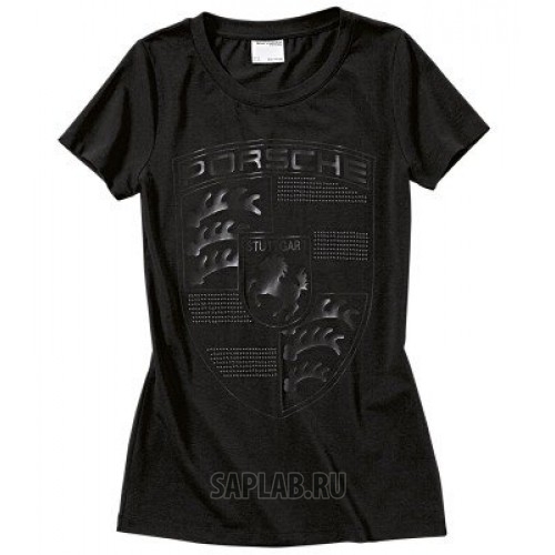 Купить Porsche WAP7970XS0E Женская футболка Porsche Women’s T-shirt – Porsche Crest, Black, артикул WAP7970XS0E