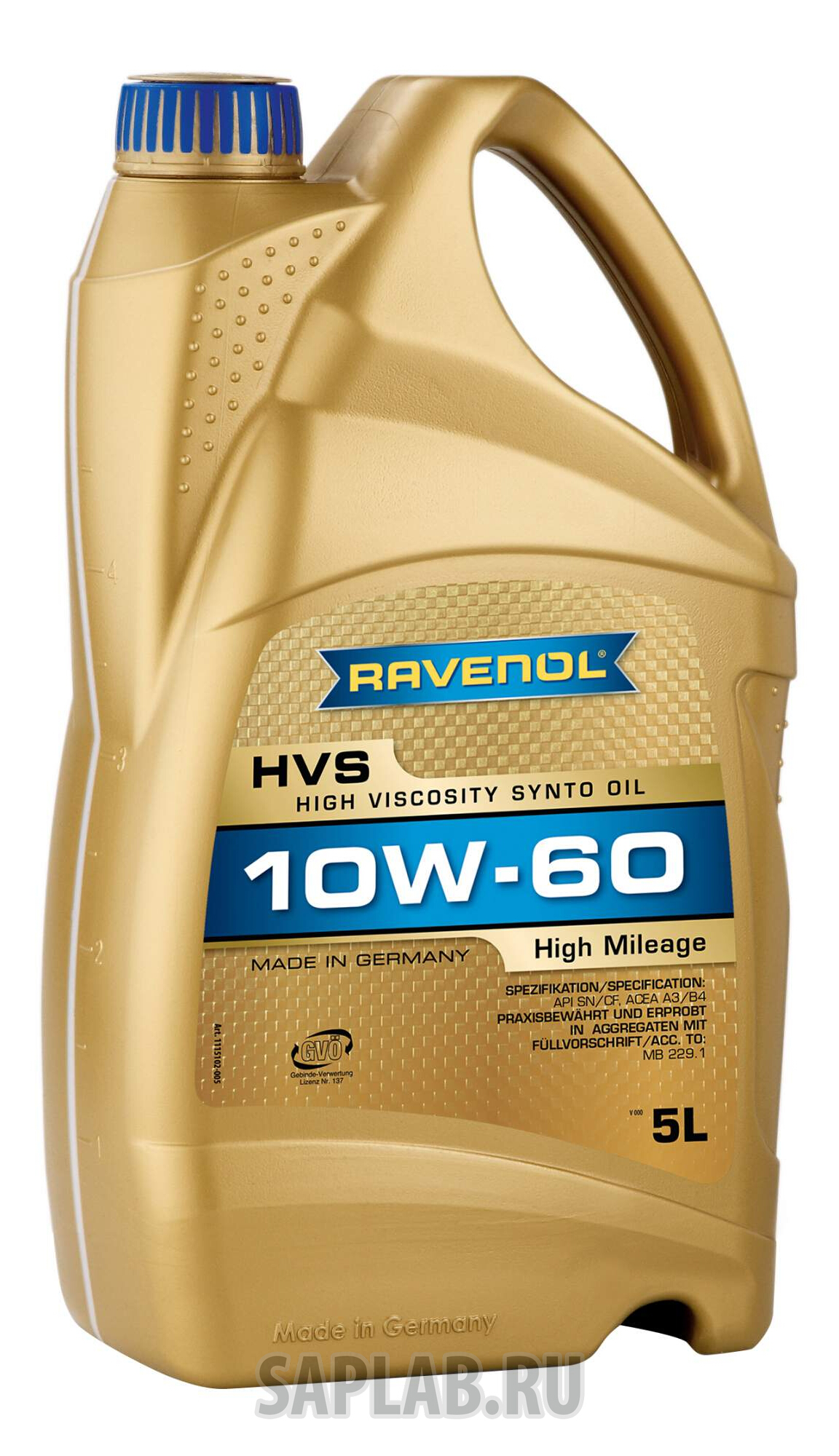 Купить RAVENOL 4014835802995 Моторное масло Ravenol HVS High Viscosity Synto Oil SAE 10W-60 5л