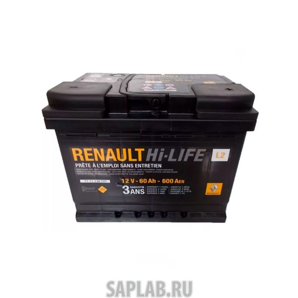 Купить RENAULT 7711238597 Аккумуляторная батарея L2 60ah/600a RENAULT 7711238597