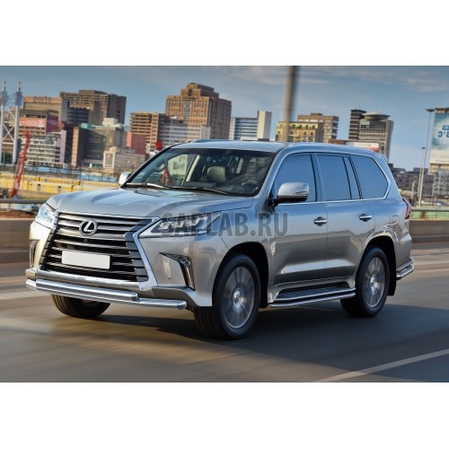 Купить RIVAL R3210001 Защита переднего бампера Rival, d76+d57, Lexus LX 450d V - все, 2015-, крепеж в комплекте, нержавеющая сталь, (С профильной защитой картера)