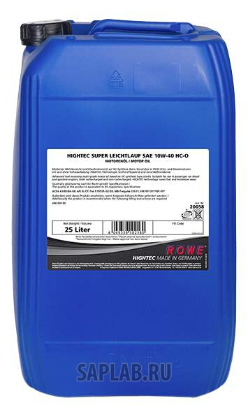 Купить ROWE 2005825003 Моторное масло Rowe Hightec Super Leichtlauf HC-O 10W-40 25л