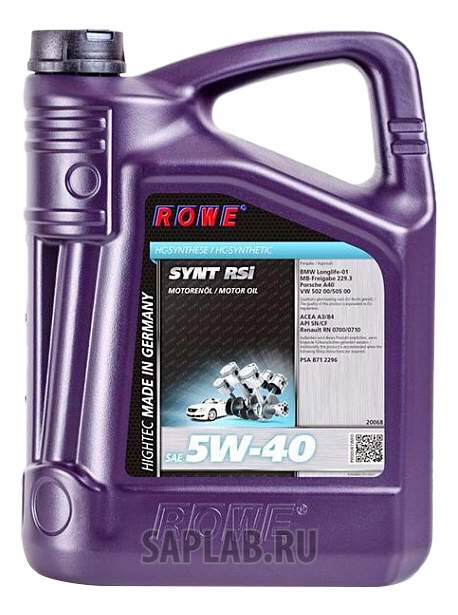 Купить ROWE 20068004003 Моторное масло Rowe Hightec Synt RS 5W-40i 4л