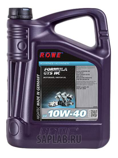 Купить ROWE 20093005003 ROWE Hightec Formula GTS HC 10W-40 5л