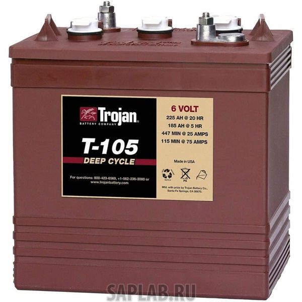 Купить TROJAN T105 Аккумулятор TROJAN T105 6V 225A (262х181х281)