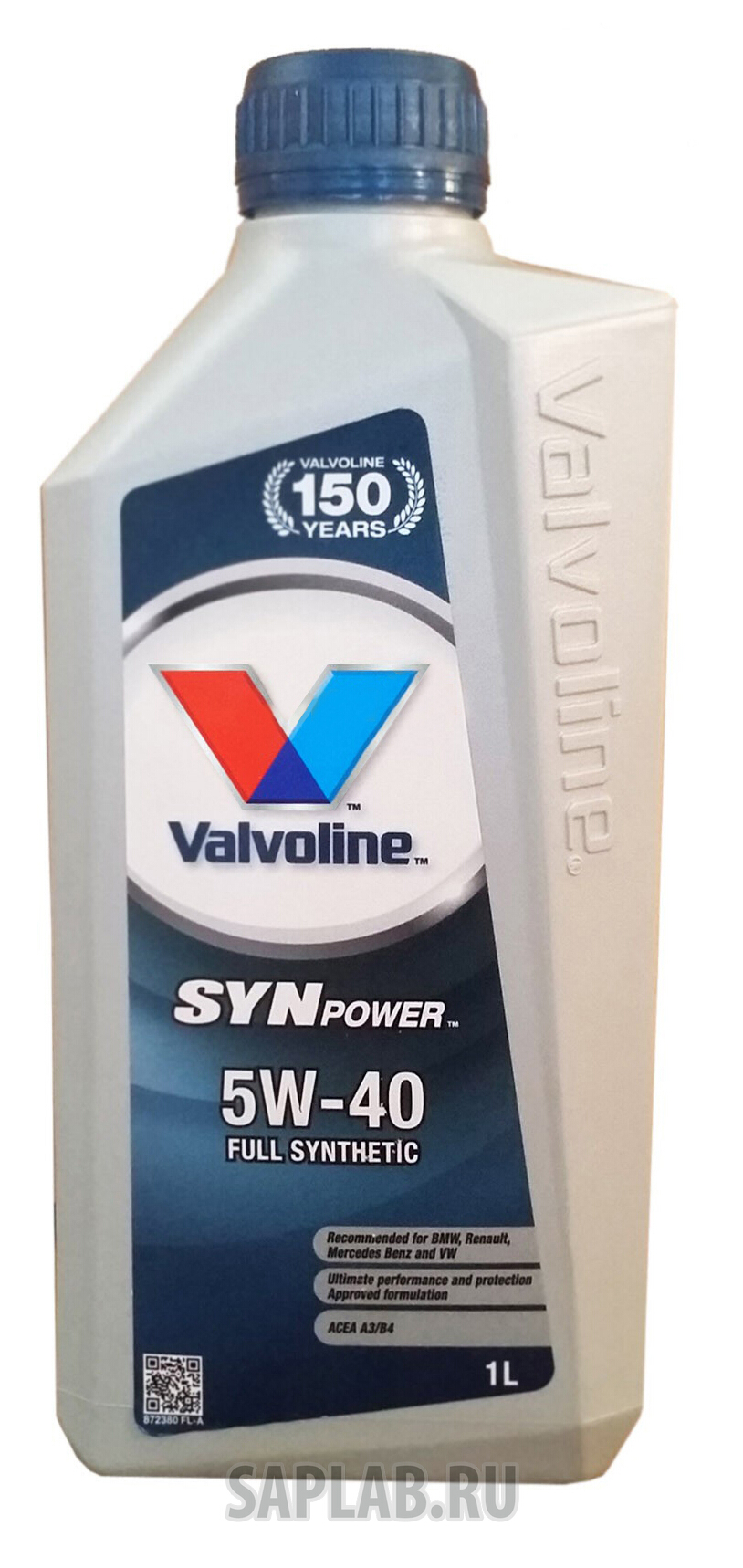 Купить VALVOLINE 872380 Моторное масло Valvoline Synpower SAE 5W-40 1л