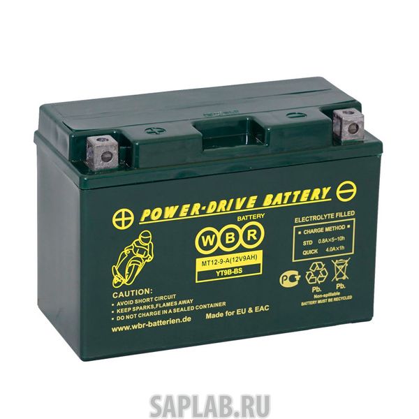 Купить WBR MT129A Аккумулятор мотоциклетный WBR MT 12-9A YT9B-BS 12V 9Ah AGM(залит и готов к применению)