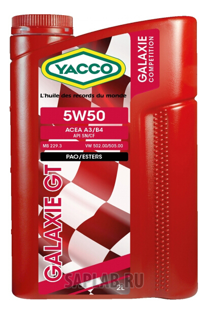 Купить YACCO 310524 Моторное масло Yacco Galaxie GT SN/CF 5W-50 2л