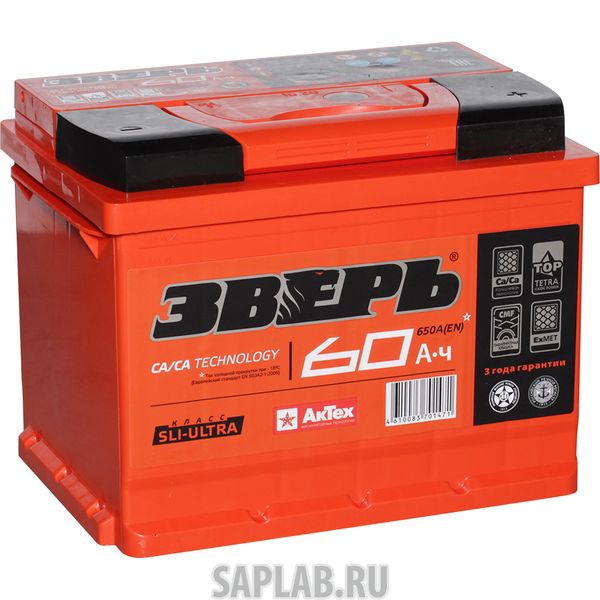 Купить ЗВЕРЬ ZVK60ЗR Аккумулятор легковой 