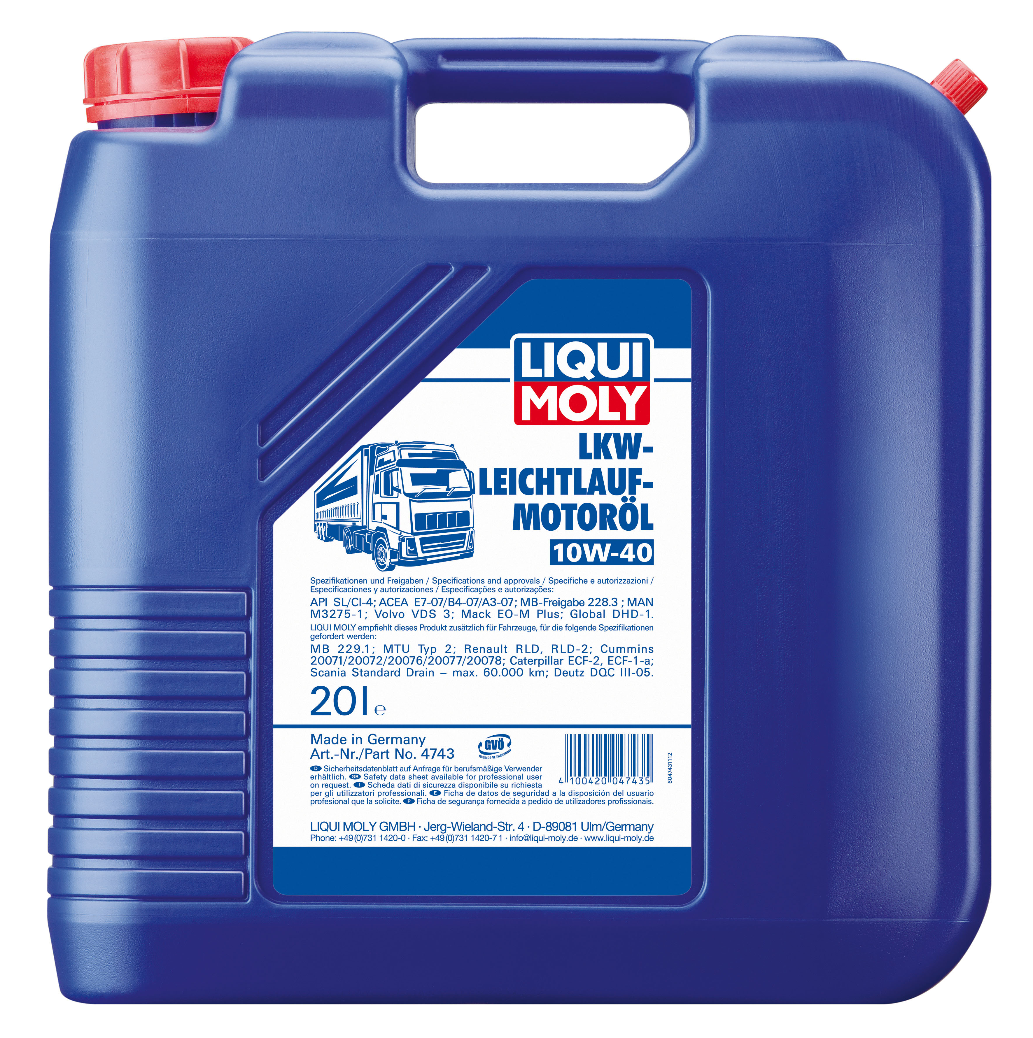 Купить LIQUI MOLY 4743 Моторное масло Liqui moly LKW-Leichtlauf-Motoroil Basic 10W-40 20л