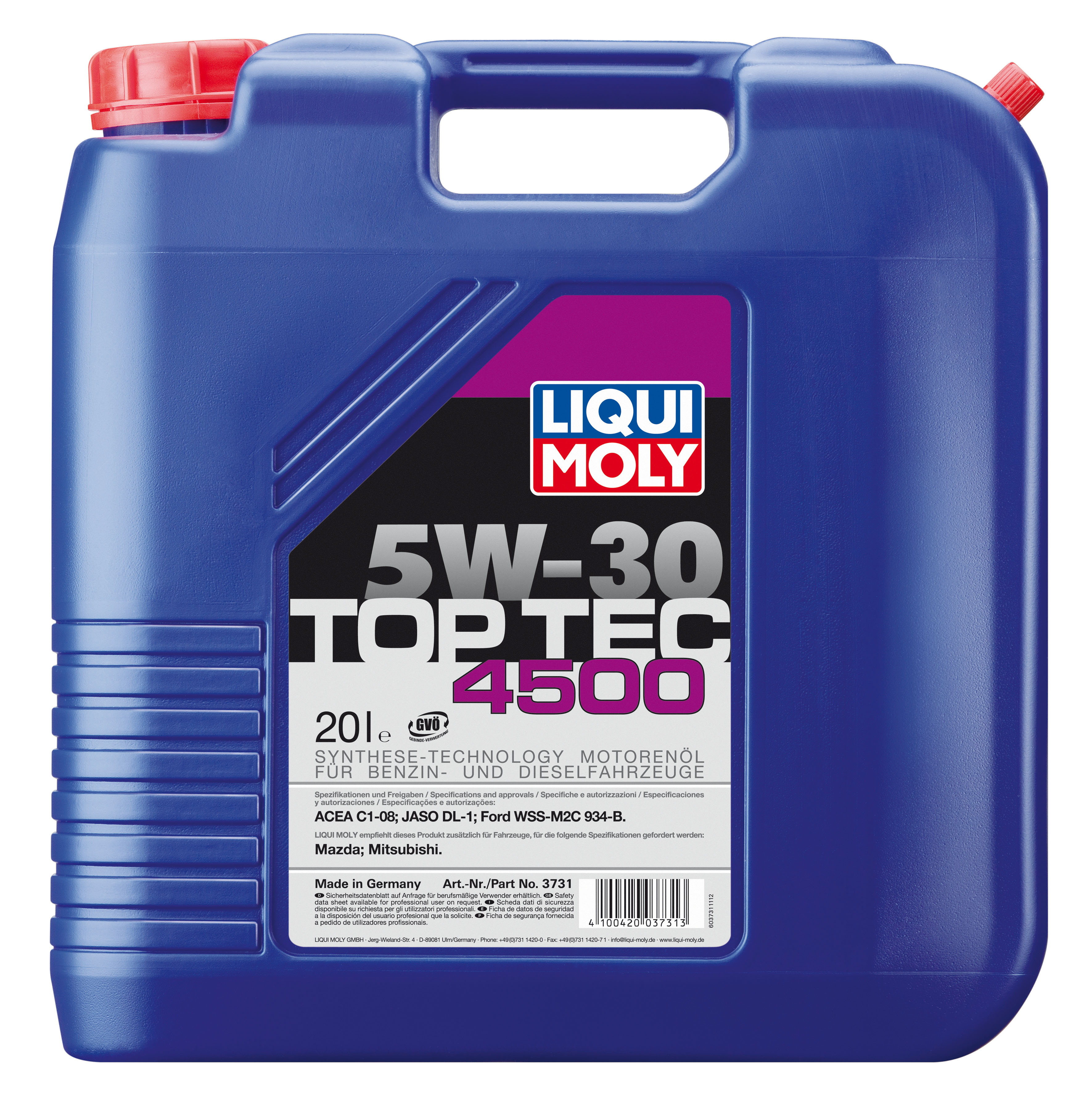 Купить LIQUI MOLY 3731 Синтетическое моторное масло LIQUI MOLY Top Tec 4500 5W-30 C1-08 (20 л.) 3731