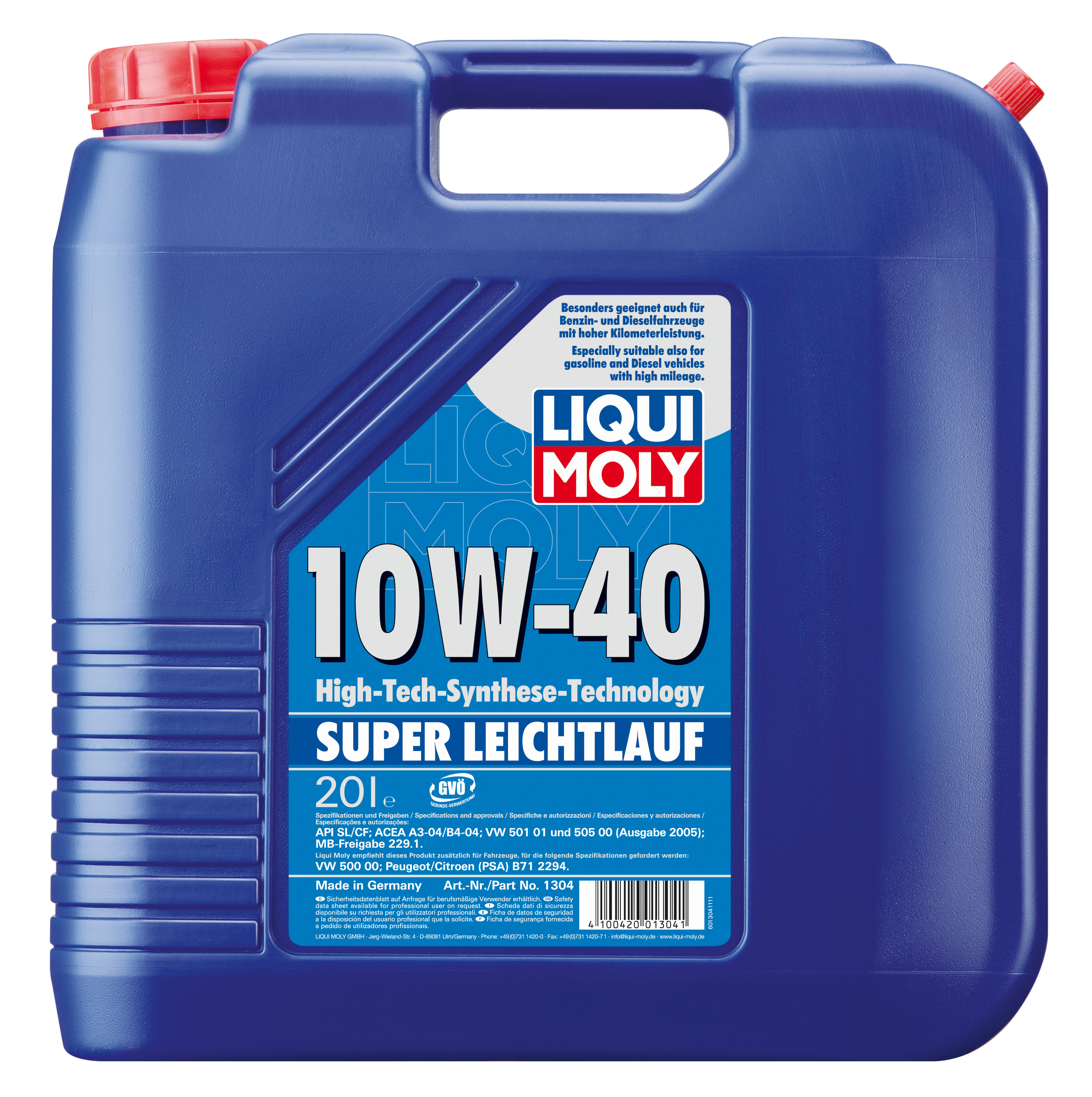 Купить LIQUI MOLY 1304 Моторное масло Liqui moly Super Leichtlauf 10W-40 20л