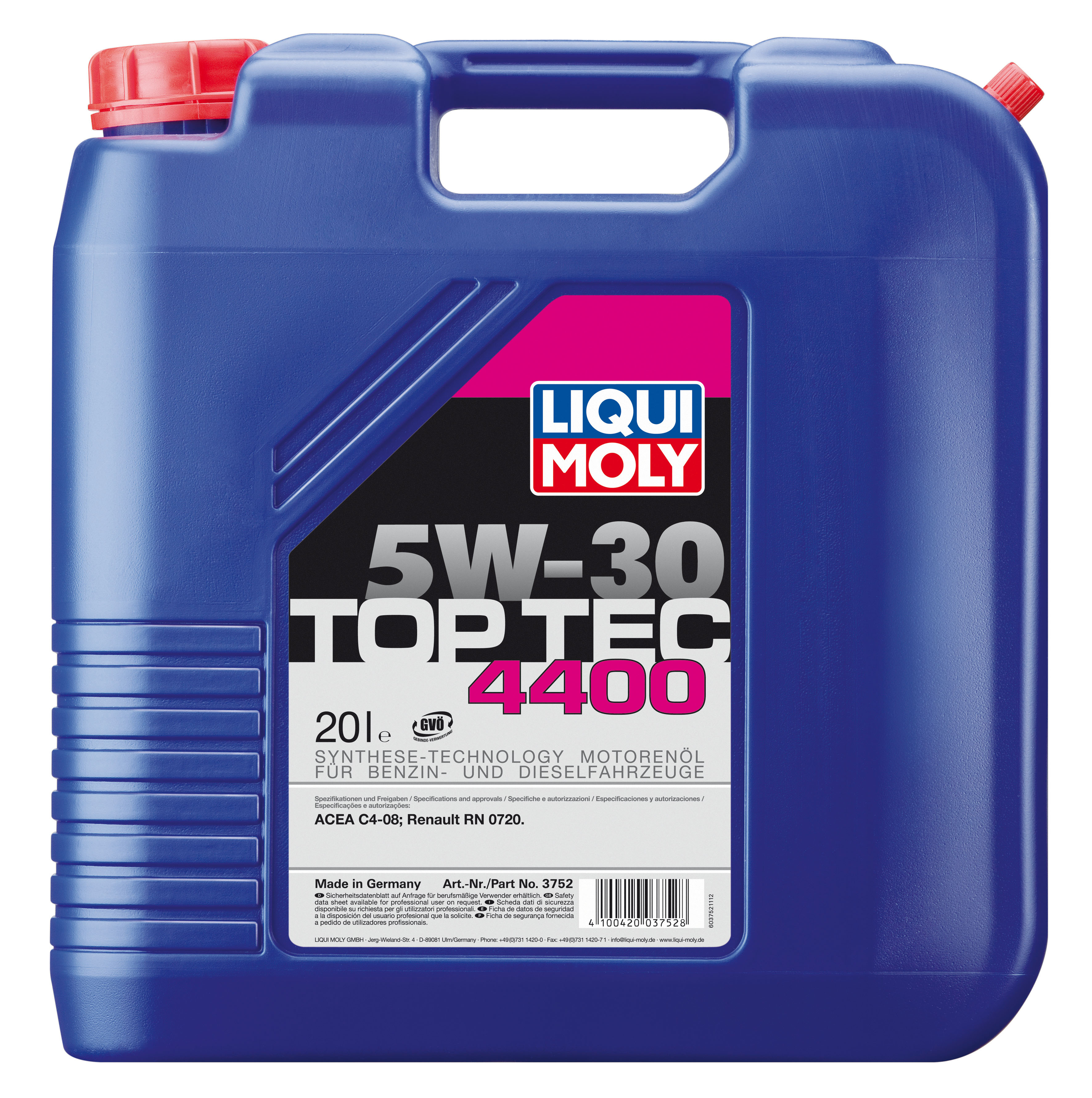 Купить LIQUI MOLY 3752 Масло моторное Liqui moly Top Tec 4400 5W-30 20л