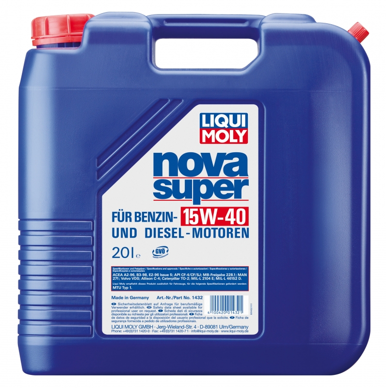 Купить LIQUI MOLY 1432 Моторное масло Liqui moly Nova Super 15W-40 20л